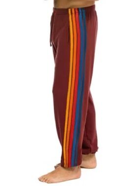 Aviator Nation Claret/Maroon Joggers with Stripes
